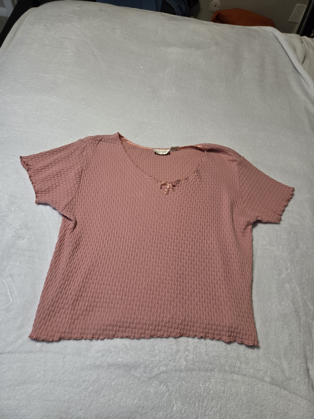 Vintage Victoria's Secret S Pink Knit Scoop Neck Ruffle Sleeve Pullover Top S